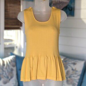 EUC Yellow Ribbed Tank Top with Ruffle Bottom size Medium